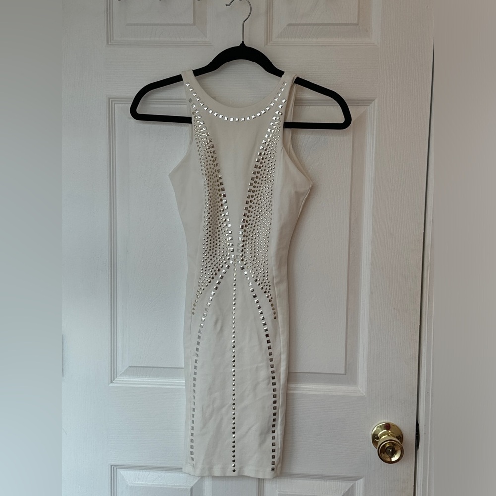 Studded White Bodycon Dress